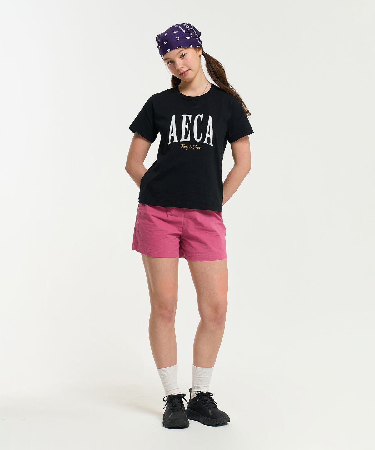 에이카화이트(AECA) (Woman) AECA SYMBOL FELT HALF SLEEVE TEE-BLACK