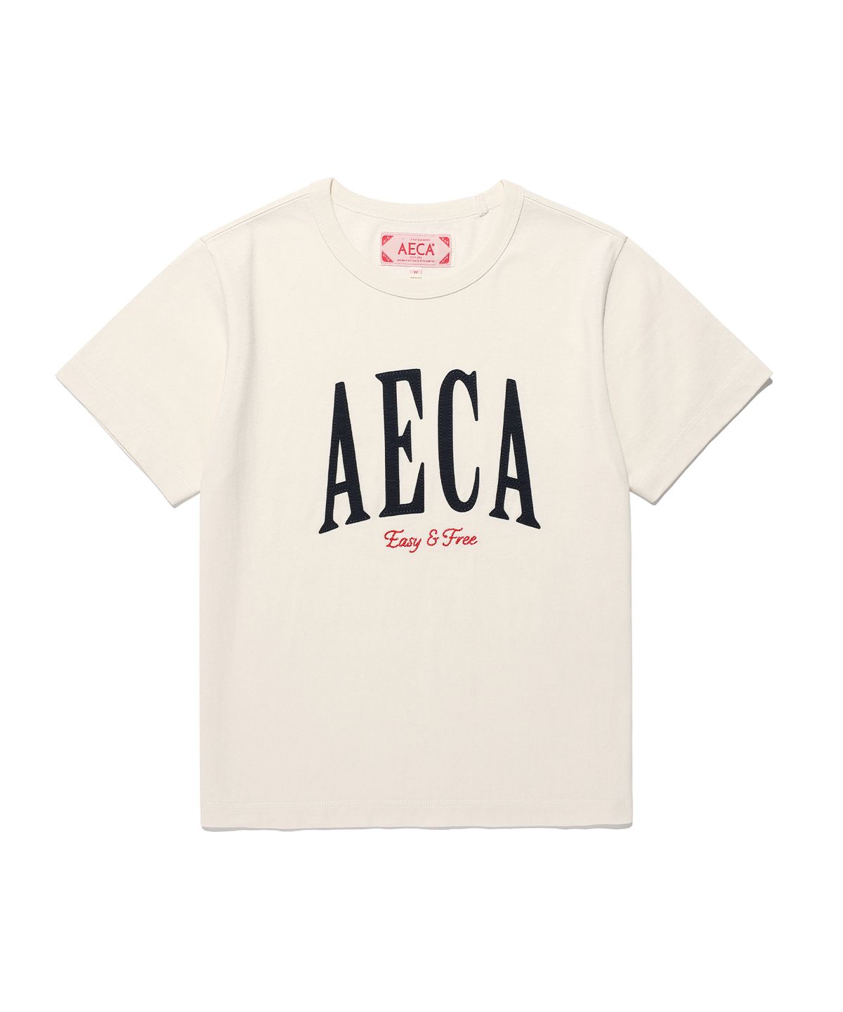 에이카화이트(AECA) (Woman) AECA SYMBOL FELT HALF SLEEVE TEE-ECRU