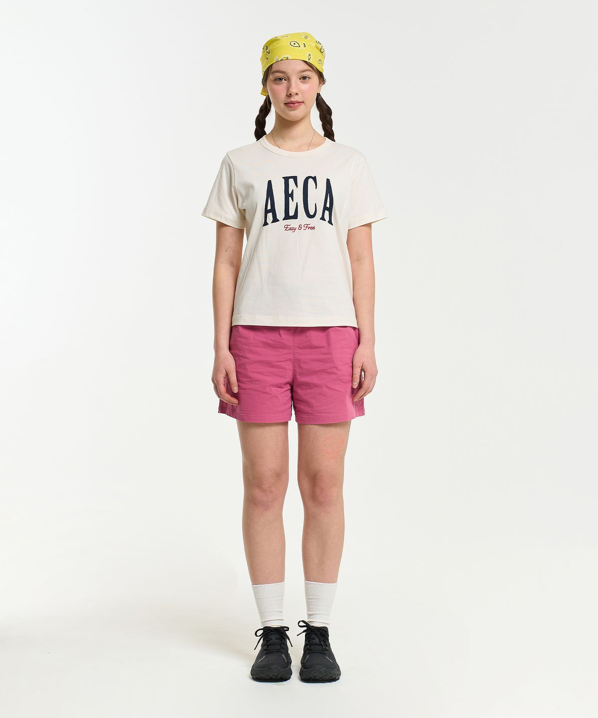에이카화이트(AECA) (Woman) AECA SYMBOL FELT HALF SLEEVE TEE-ECRU