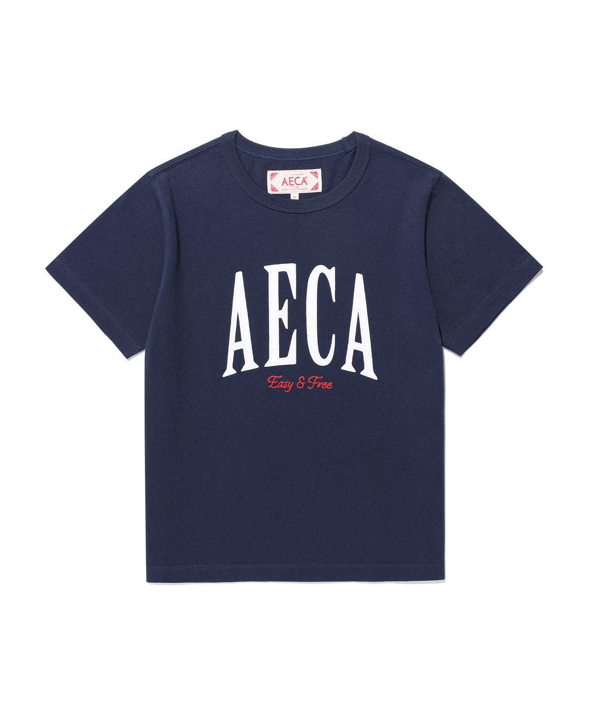 에이카화이트(AECA) (Woman) AECA SYMBOL FELT HALF SLEEVE TEE-NAVY