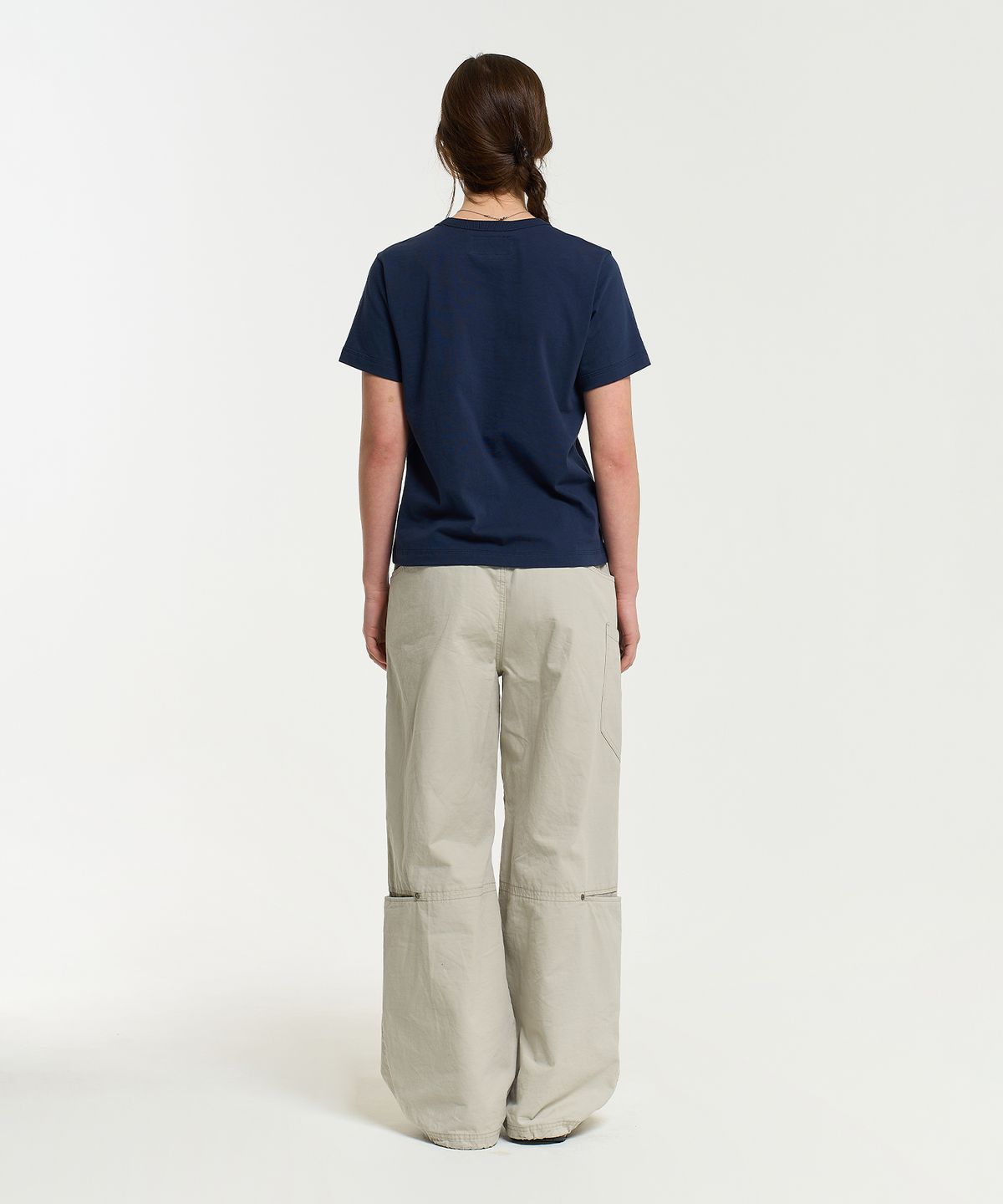 에이카화이트(AECA) (Woman) AECA SYMBOL FELT HALF SLEEVE TEE-NAVY