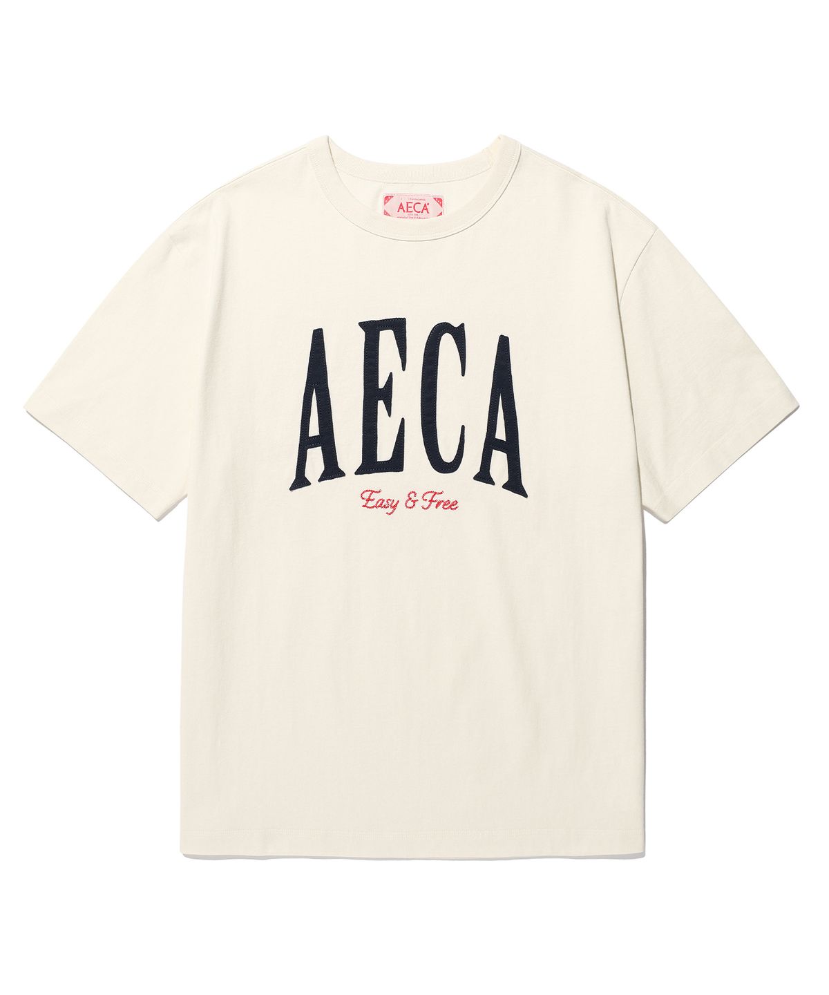 에이카화이트(AECA) AECA SYMBOL FELT HALF SLEEVE TEE-ECRU