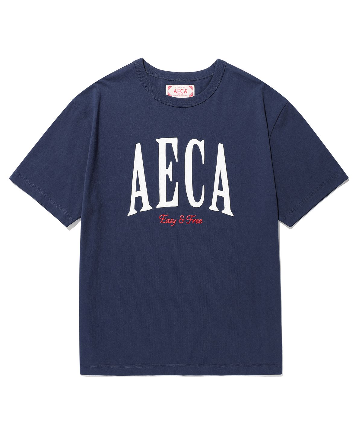 에이카화이트(AECA) AECA SYMBOL FELT HALF SLEEVE TEE-NAVY