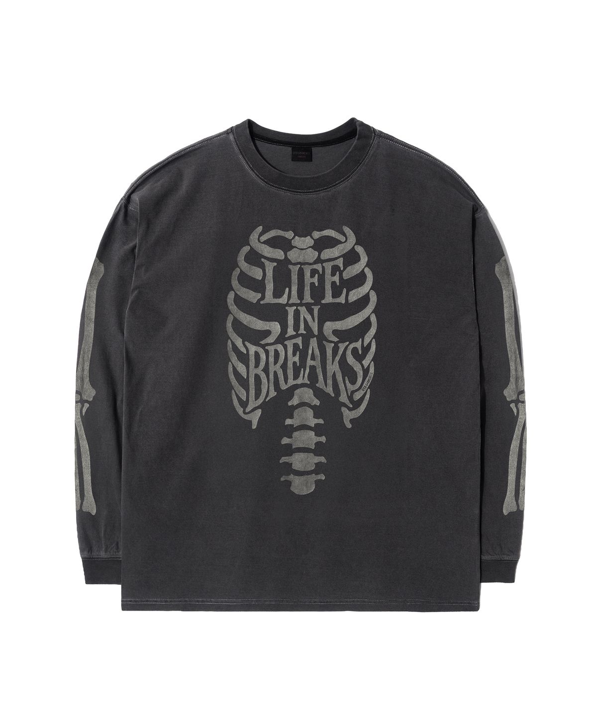 큐티에잇 가먼츠(QT8 GARMENTS) LB Life Bones Washed Long Sleeve (Charcoal)