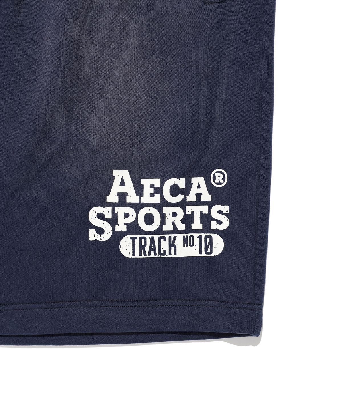 에이카화이트(AECA) WASHED CUT-OFF HEM SWEAT SHORTS-NAVY