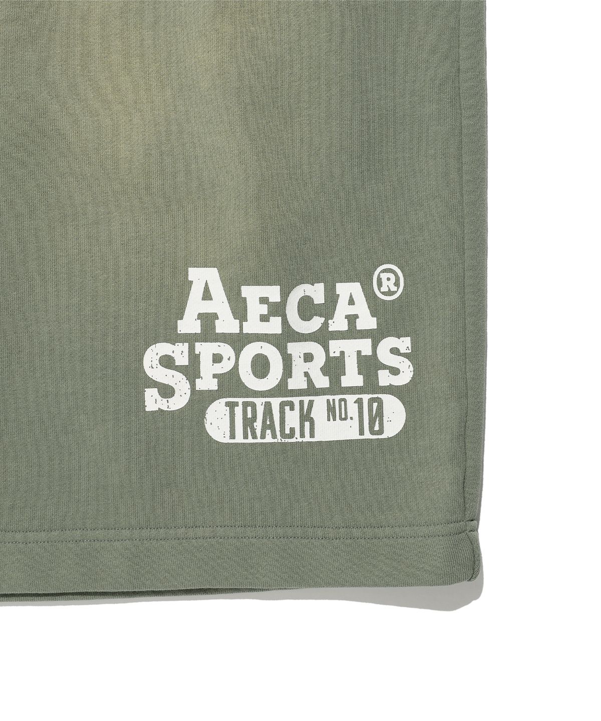 에이카화이트(AECA) WASHED CUT-OFF HEM SWEAT SHORTS-GREEN