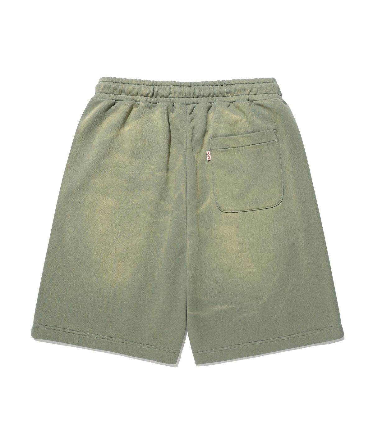 에이카화이트(AECA) WASHED CUT-OFF HEM SWEAT SHORTS-GREEN