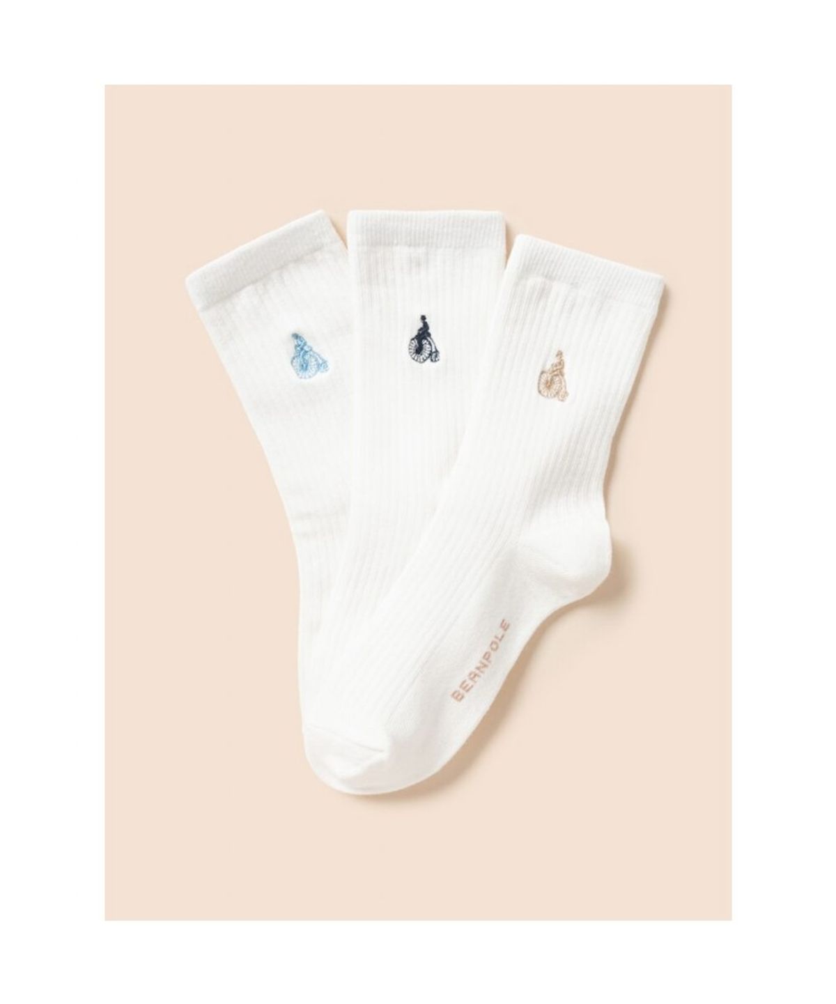 빈폴 키즈(BEANPOLE KIDS) 베이직 골지 화이트 양말 3족 SET  화이트 (BI61KTU011)