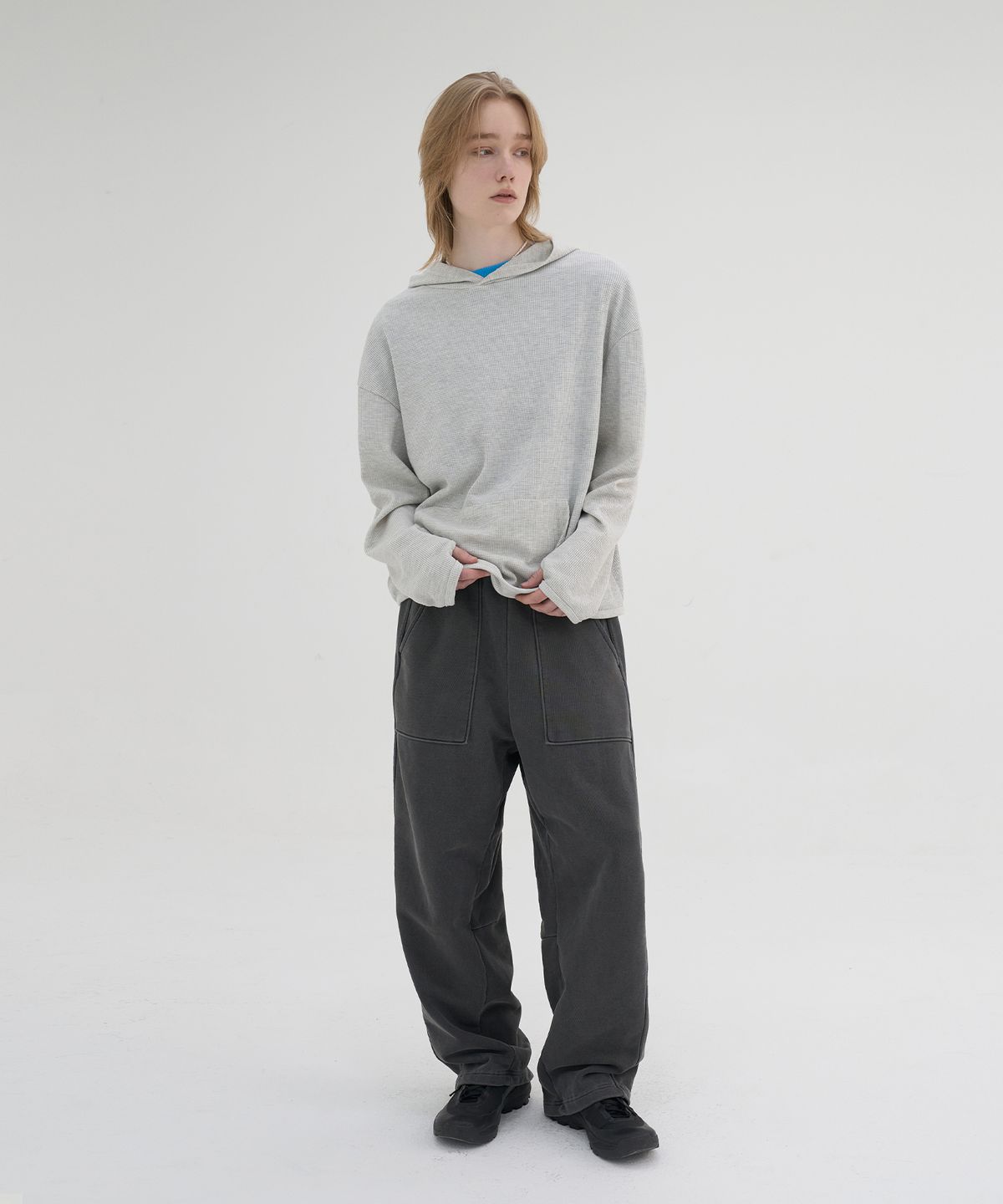 노운(NOUN) waffle hooded t-shirts (oatmeal)