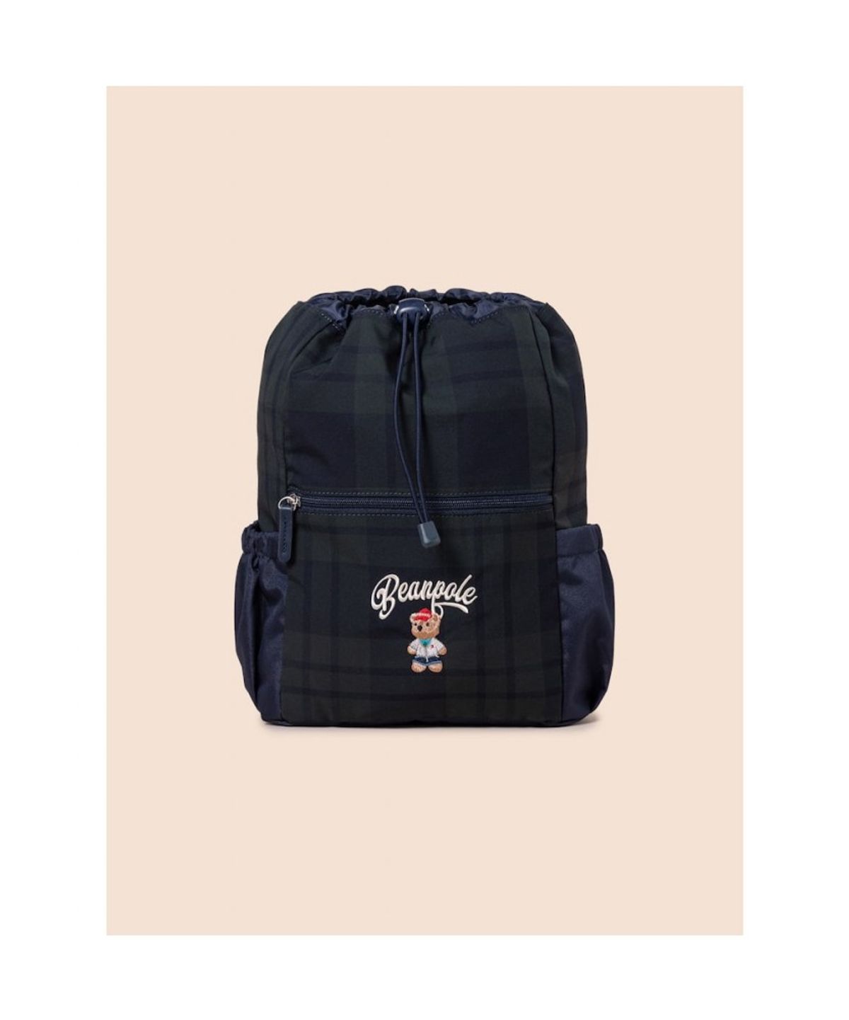 빈폴 키즈(BEANPOLE KIDS) 곰돌이 체크 스트링 백팩  그린 (BI61D2U54M)