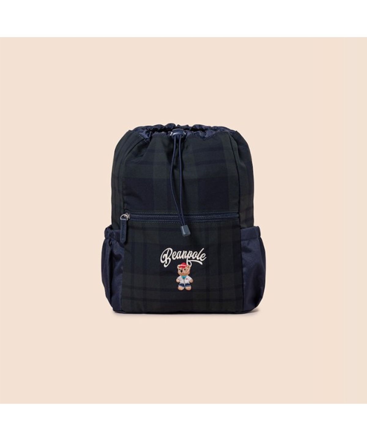 빈폴 키즈(BEANPOLE KIDS) 곰돌이 체크 스트링 백팩  그린 (BI61D2U54M)