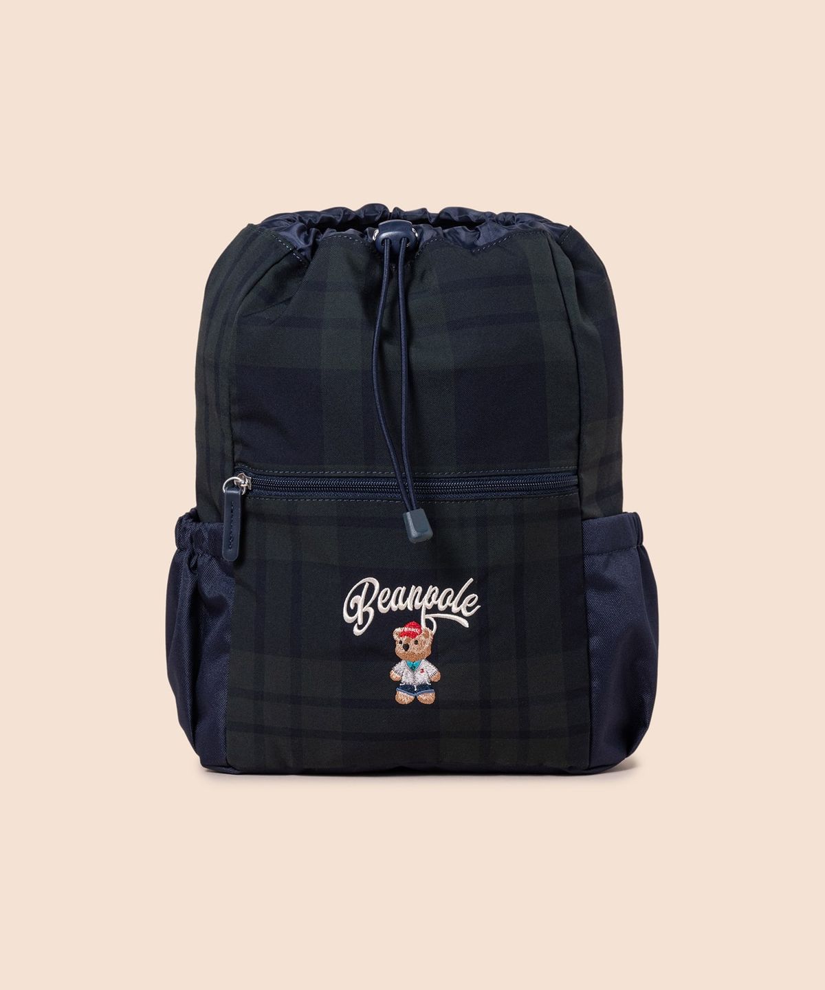 빈폴 키즈(BEANPOLE KIDS) 곰돌이 체크 스트링 백팩  그린 (BI61D2U54M)