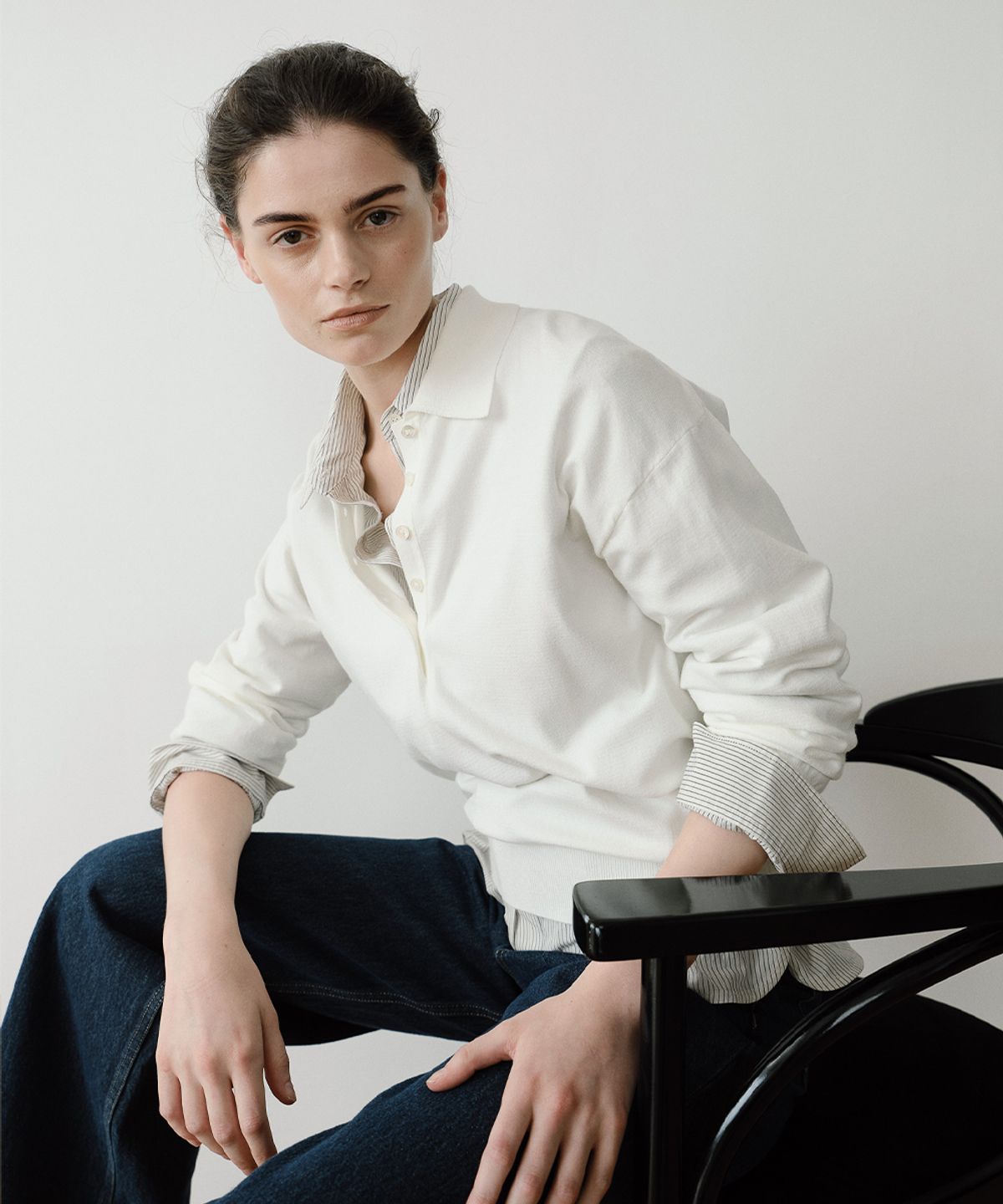 이아(EAAH) DENNY COLLAR KNIT TOP (IVORY)