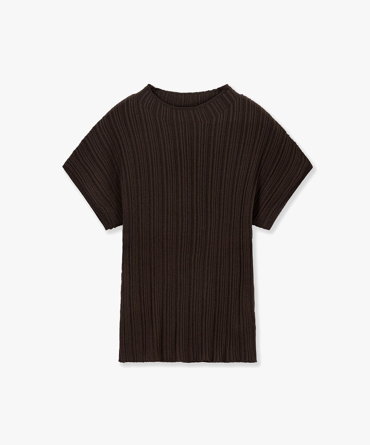 몽돌(MONGDOL) 홀가먼트 하프넥 플리츠 니트 탑 브라운 MDKT107BROWN