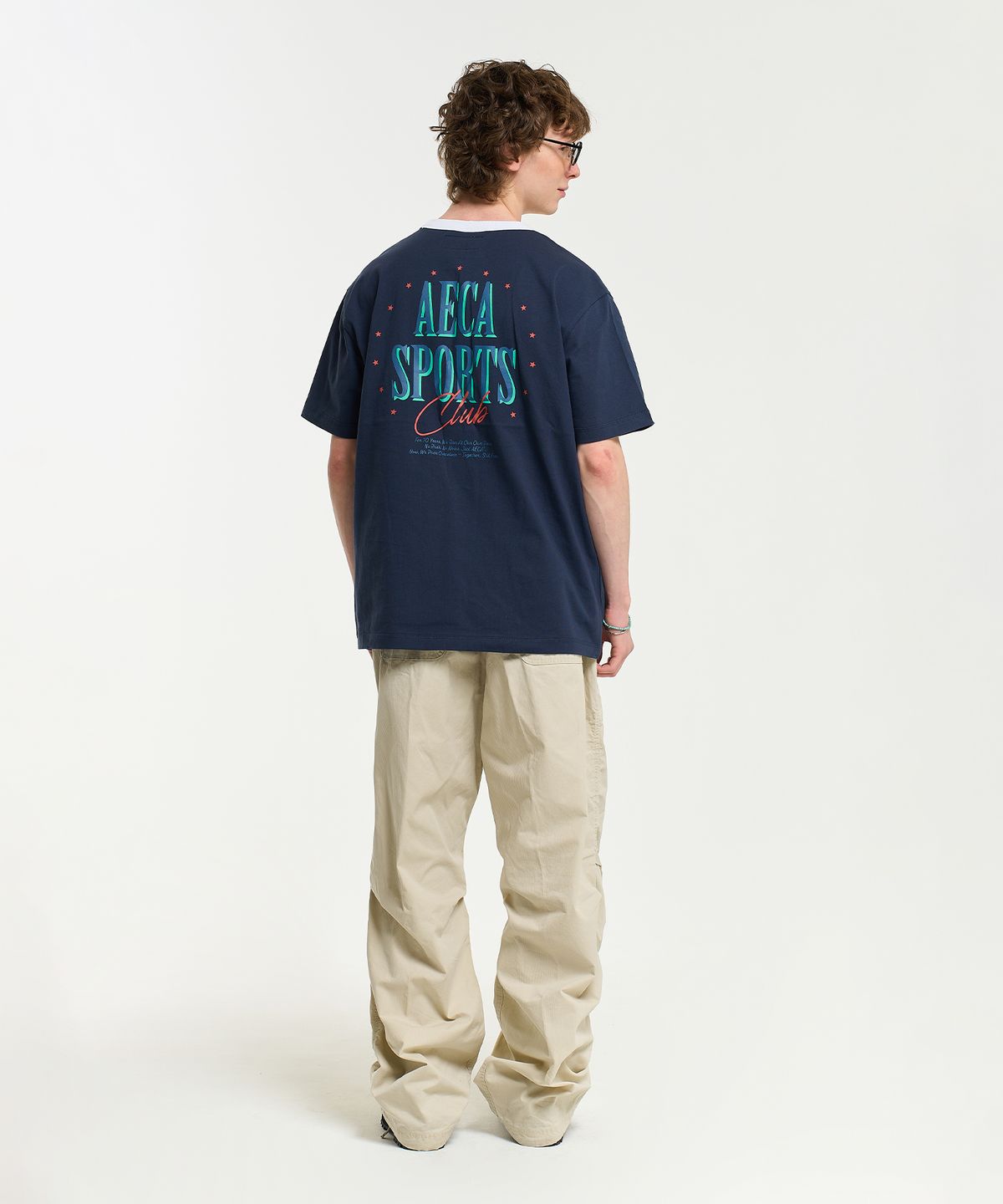 에이카화이트(AECA) SPORTS CLUB RINGER HALF SLEEVE TEE-NAVY