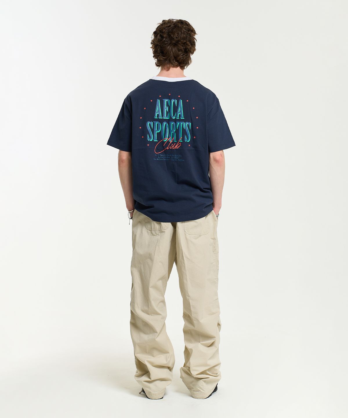 에이카화이트(AECA) SPORTS CLUB RINGER HALF SLEEVE TEE-NAVY