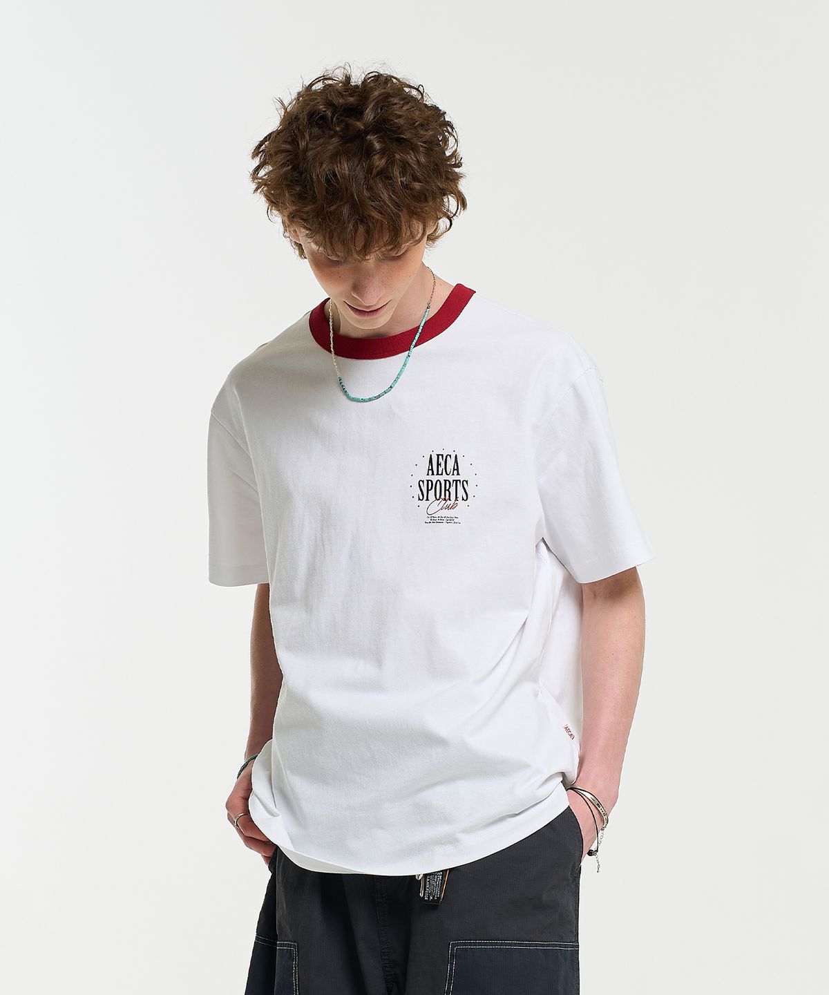 에이카화이트(AECA) SPORTS CLUB RINGER HALF SLEEVE TEE-WHITE