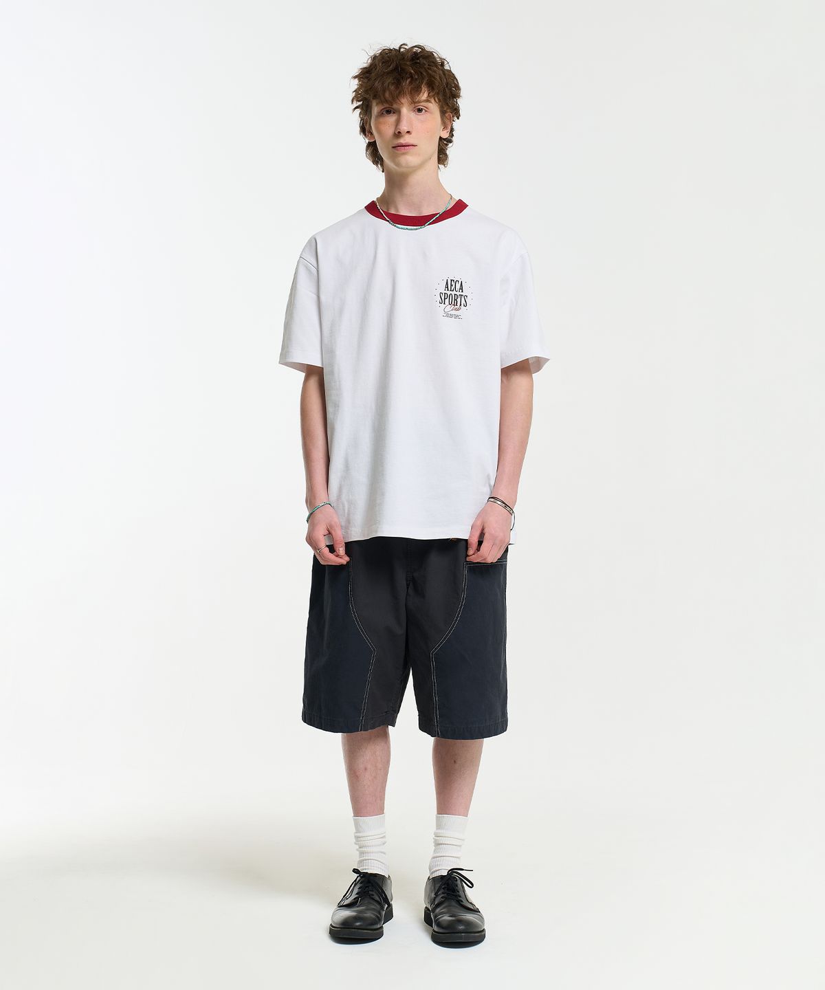 에이카화이트(AECA) SPORTS CLUB RINGER HALF SLEEVE TEE-WHITE