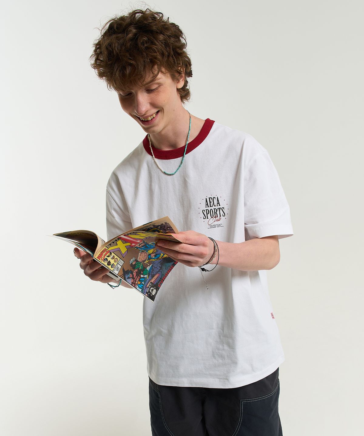 에이카화이트(AECA) SPORTS CLUB RINGER HALF SLEEVE TEE-WHITE