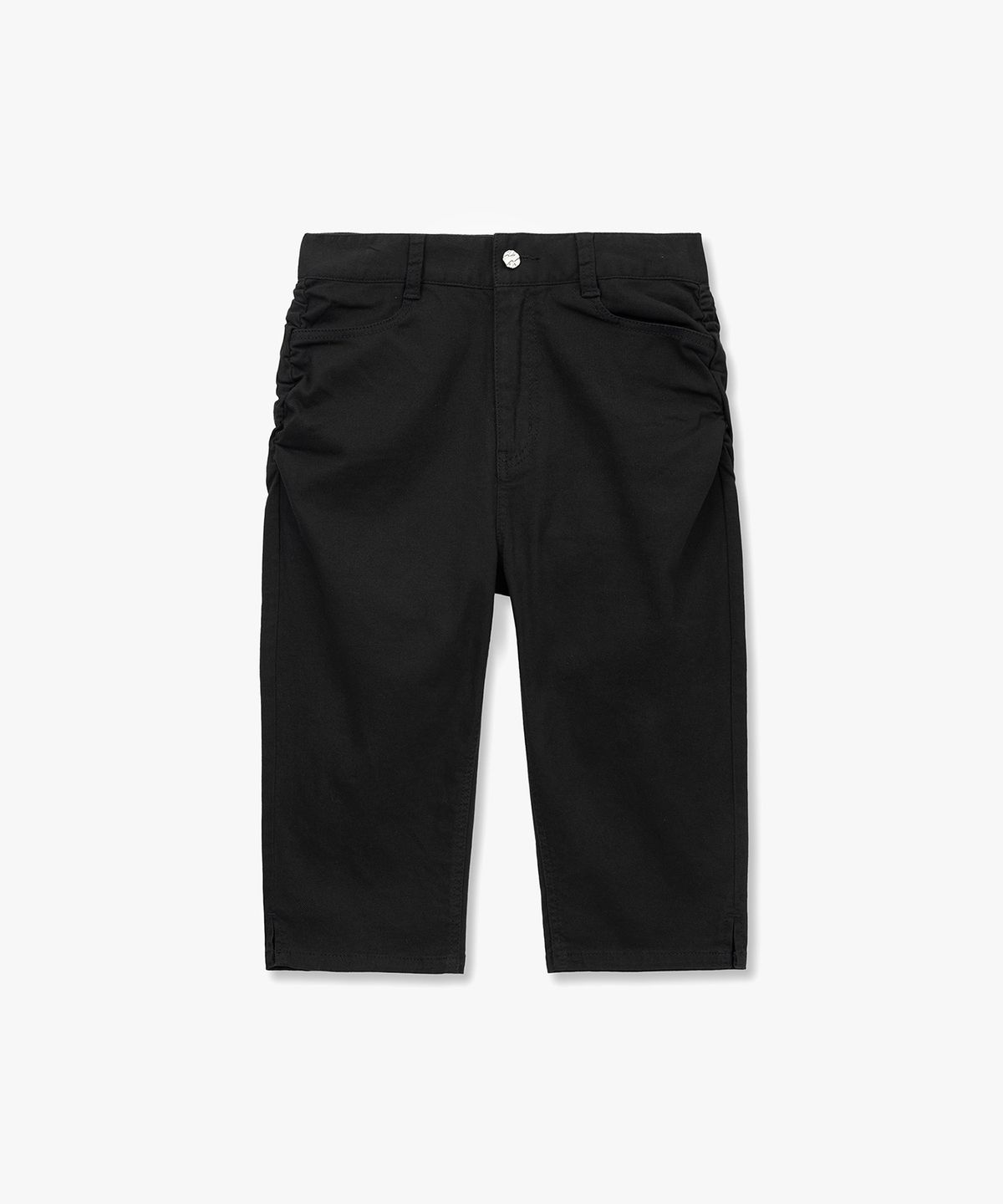 몽돌(MONGDOL) 사이드 셔링 카프리 팬츠 블랙 MDPT081BLACK