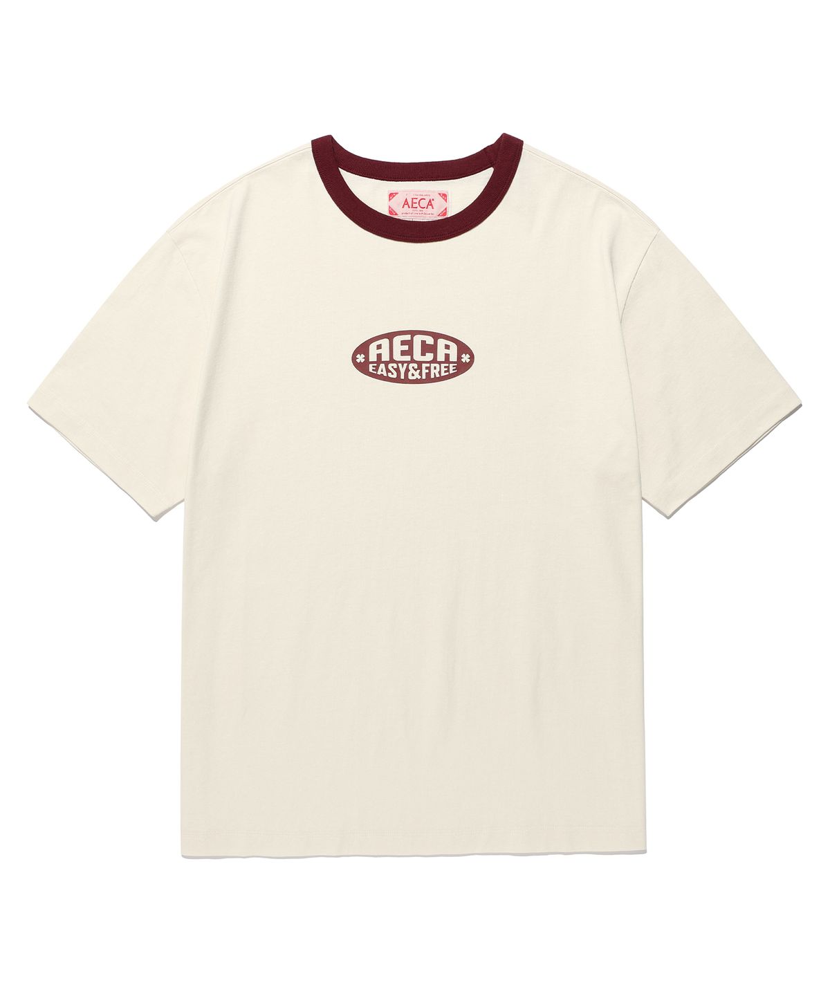 에이카화이트(AECA) AECA OVAL EMBLEM GRAPHIC RINGER HALF SLEEVE TEE-IVORY