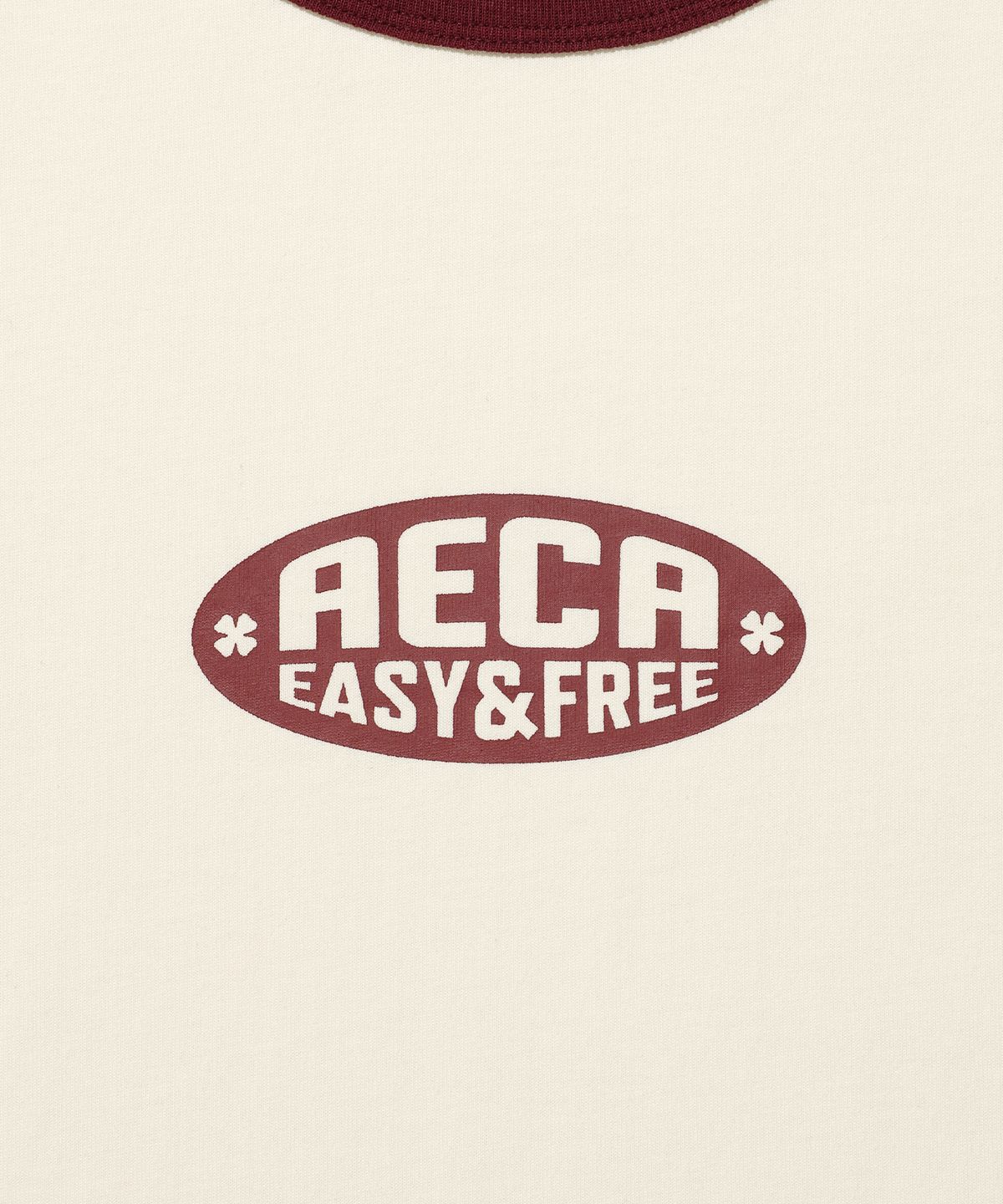 에이카화이트(AECA) AECA OVAL EMBLEM GRAPHIC RINGER HALF SLEEVE TEE-IVORY
