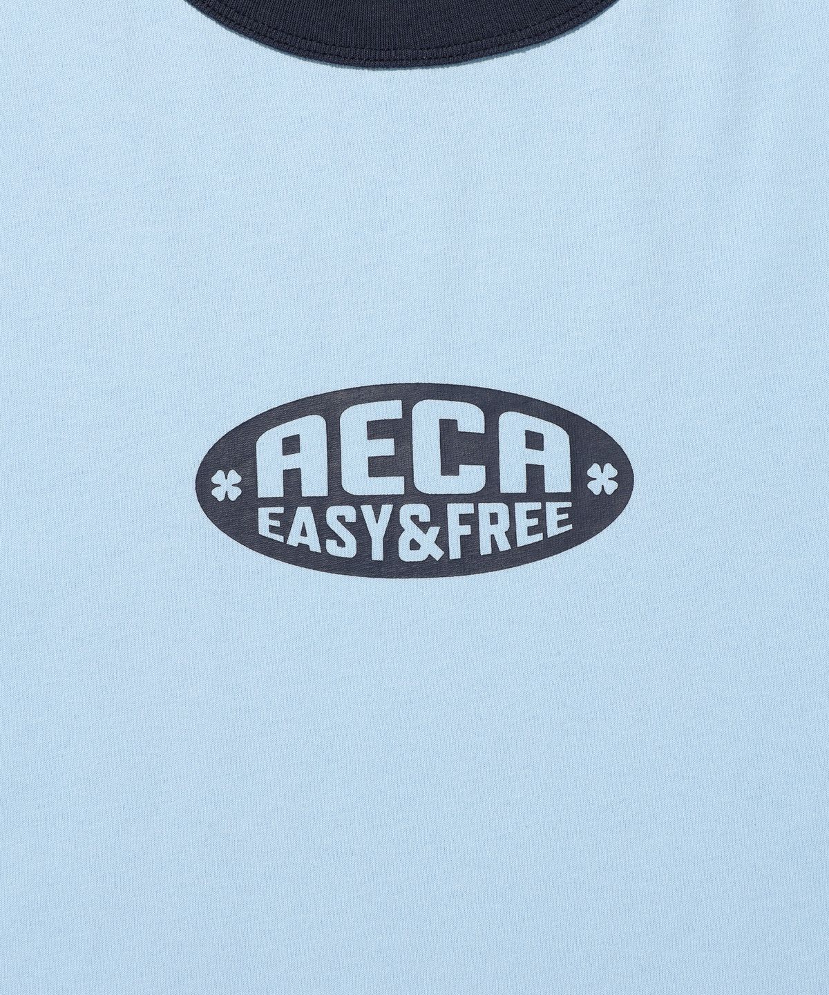 에이카화이트(AECA) AECA OVAL EMBLEM GRAPHIC RINGER HALF SLEEVE TEE-SKY BLUE