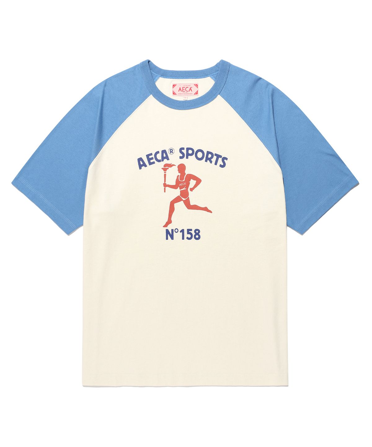 에이카화이트(AECA) RAGLAN COLOR BLOCK RUNNER HALF SLEEVE TEE-IVORY