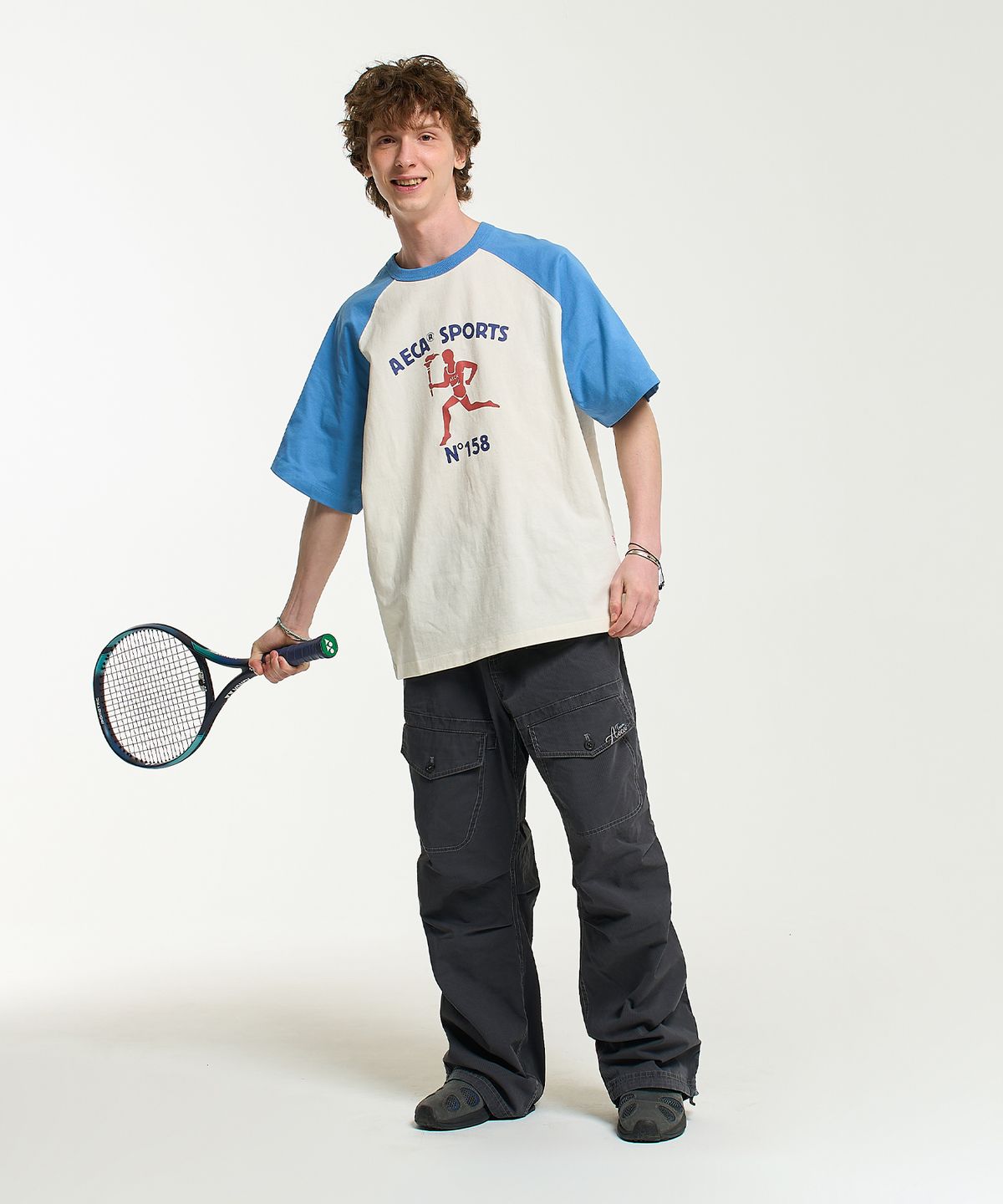 에이카화이트(AECA) RAGLAN COLOR BLOCK RUNNER HALF SLEEVE TEE-IVORY