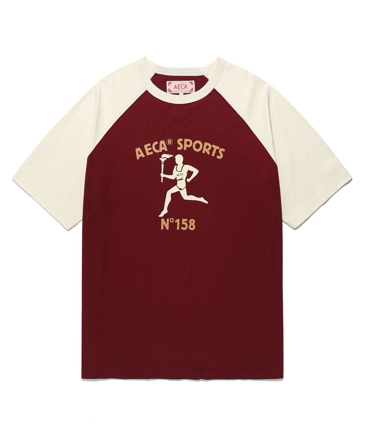에이카화이트(AECA) RAGLAN COLOR BLOCK RUNNER HALF SLEEVE TEE-BURGUNDY