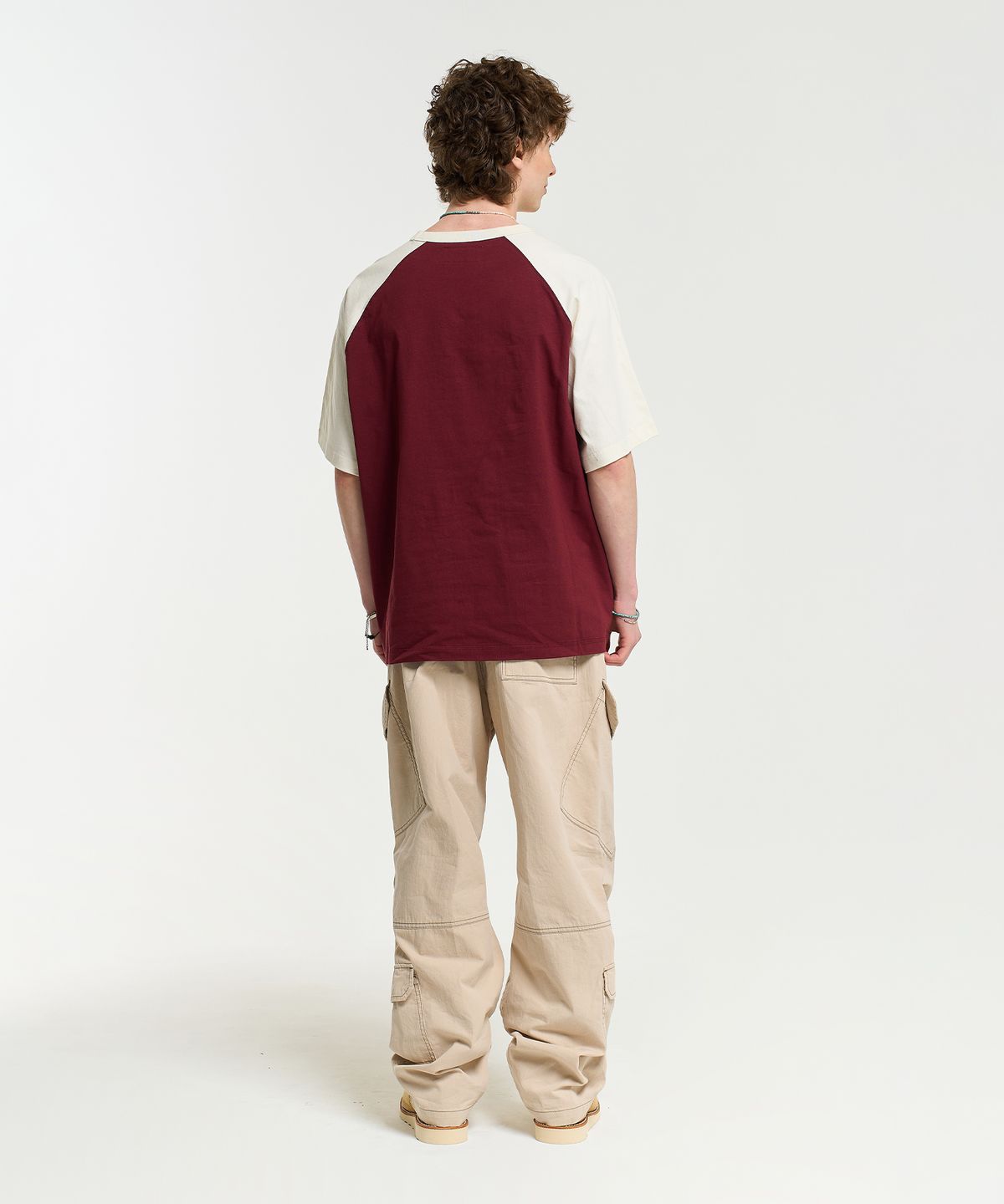 에이카화이트(AECA) RAGLAN COLOR BLOCK RUNNER HALF SLEEVE TEE-BURGUNDY