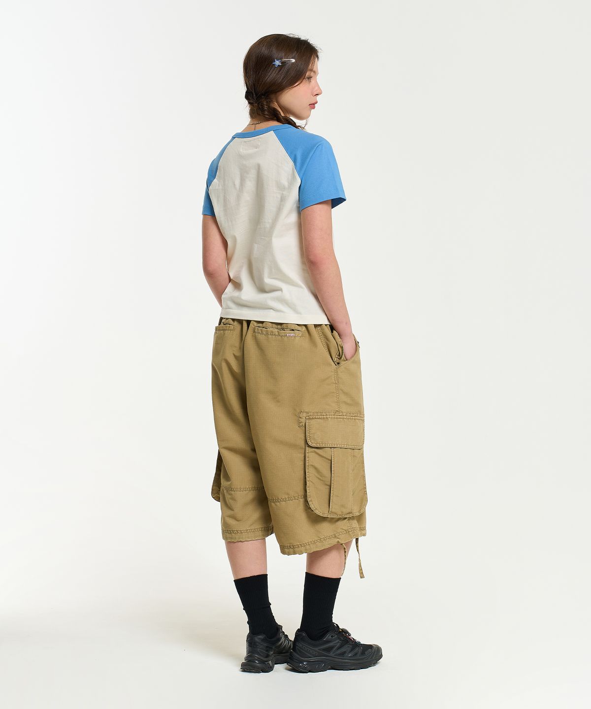 에이카화이트(AECA) RIPSTOP WASHING CARGO SHORTS-BEIGE