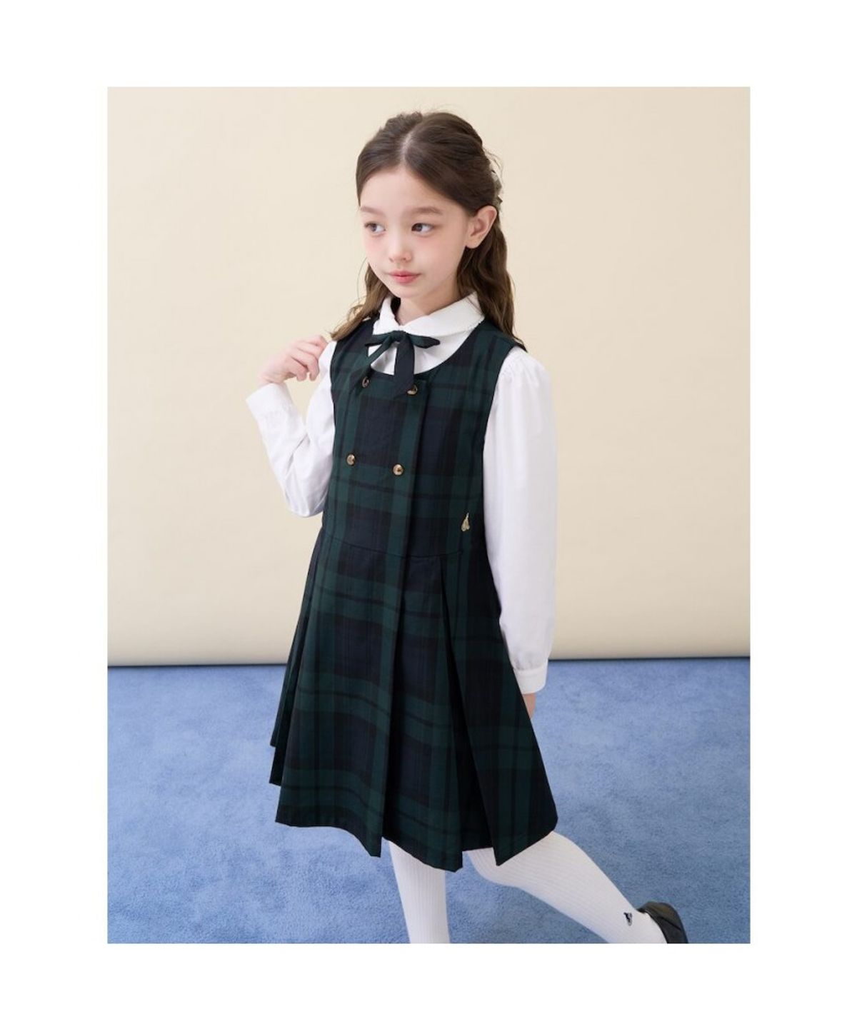 빈폴 키즈(BEANPOLE KIDS) 체크 스쿨룩 베스트형 원피스  그린 (BI6171G04M) (BI6171G04M)