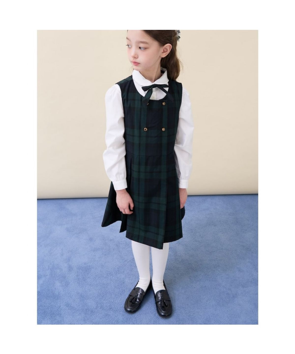 빈폴 키즈(BEANPOLE KIDS) 체크 스쿨룩 베스트형 원피스  그린 (BI6171G04M) (BI6171G04M)