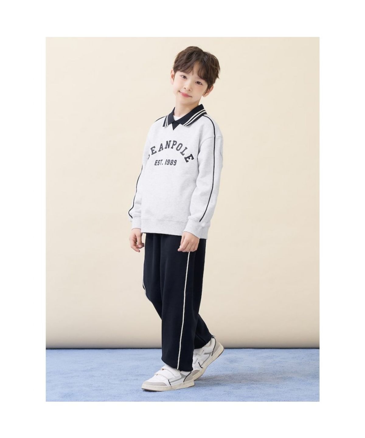 빈폴 키즈(BEANPOLE KIDS) 파이핑 포인트 상하세트  라이트 그레이 (BI6141U072)