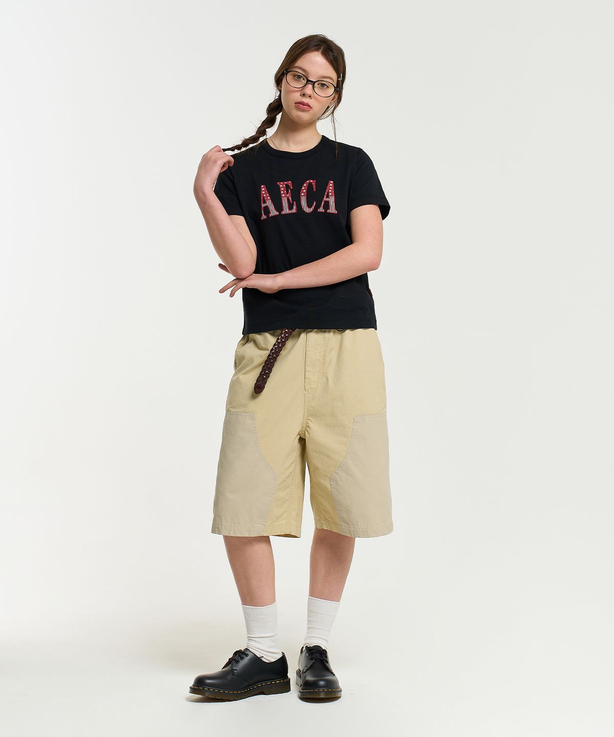 에이카화이트(AECA) DOUBLE KNEE WASHING SHORTS-BEIGE