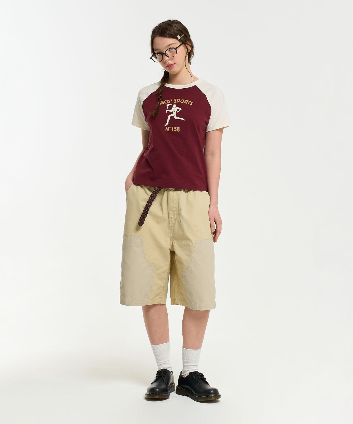 에이카화이트(AECA) DOUBLE KNEE WASHING SHORTS-BEIGE