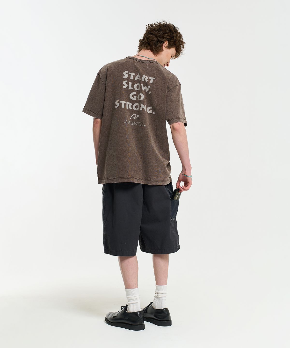 에이카화이트(AECA) DOUBLE KNEE WASHING SHORTS-CHARCOAL