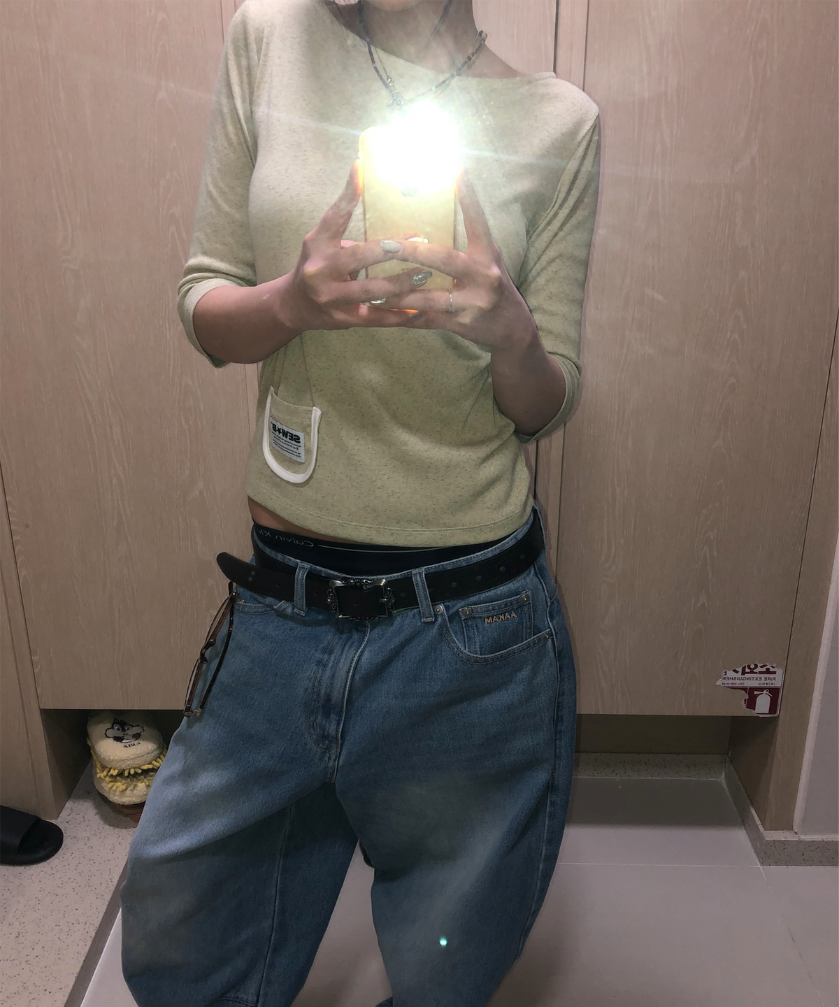 쏘비(SEW-B) 세미크롭 달마시안 보트넥 [샌드 옐로우]