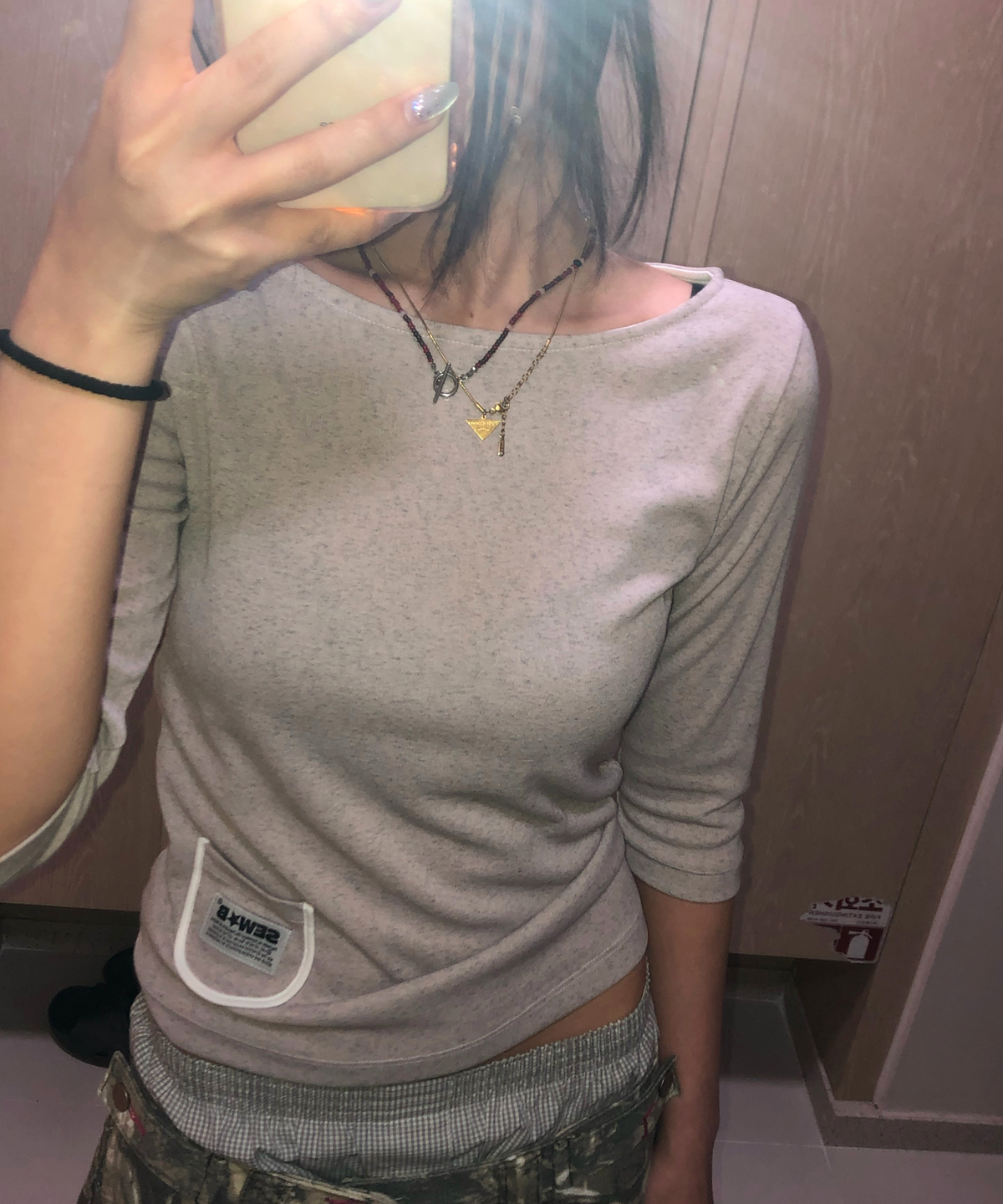 쏘비(SEW-B) 세미크롭 달마시안 보트넥 [오트 베이지]