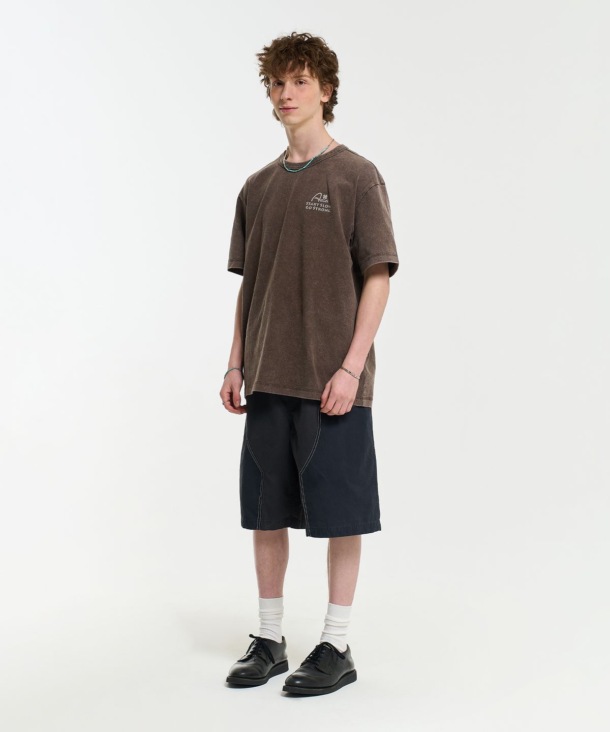 에이카화이트(AECA) START SLOW GO STRONG HALF SLEEVE TEE-BROWN