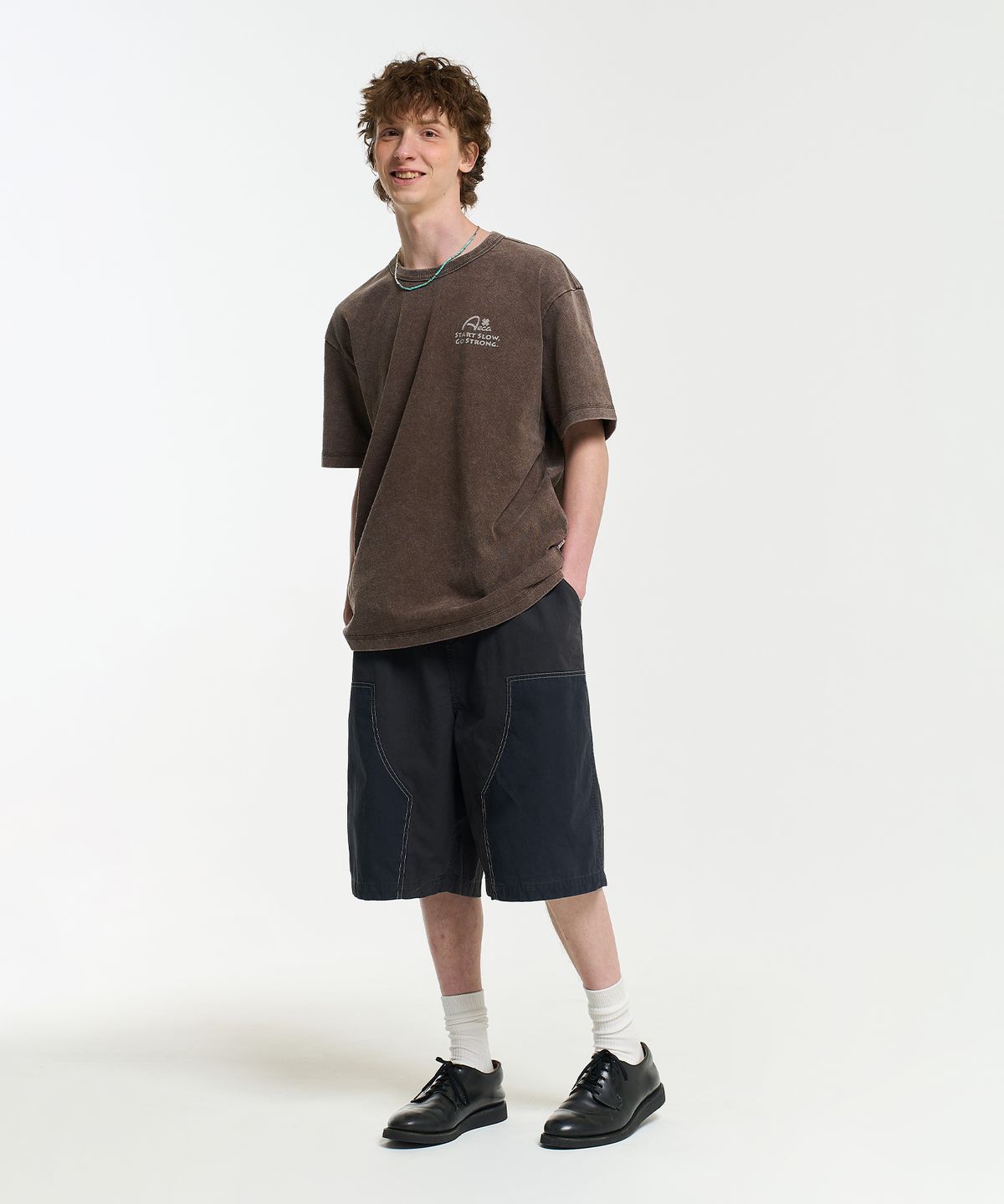에이카화이트(AECA) START SLOW GO STRONG HALF SLEEVE TEE-BROWN
