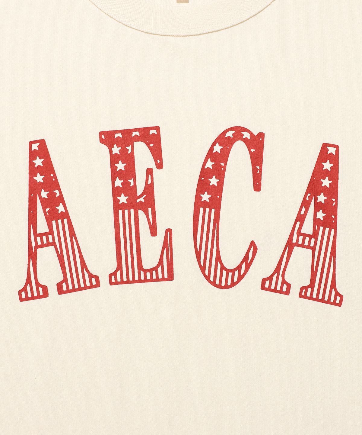 에이카화이트(AECA) (Woman) AECA CLASSIC LOGO DISTRESSED HALF SLEEVE TEE-ECRU
