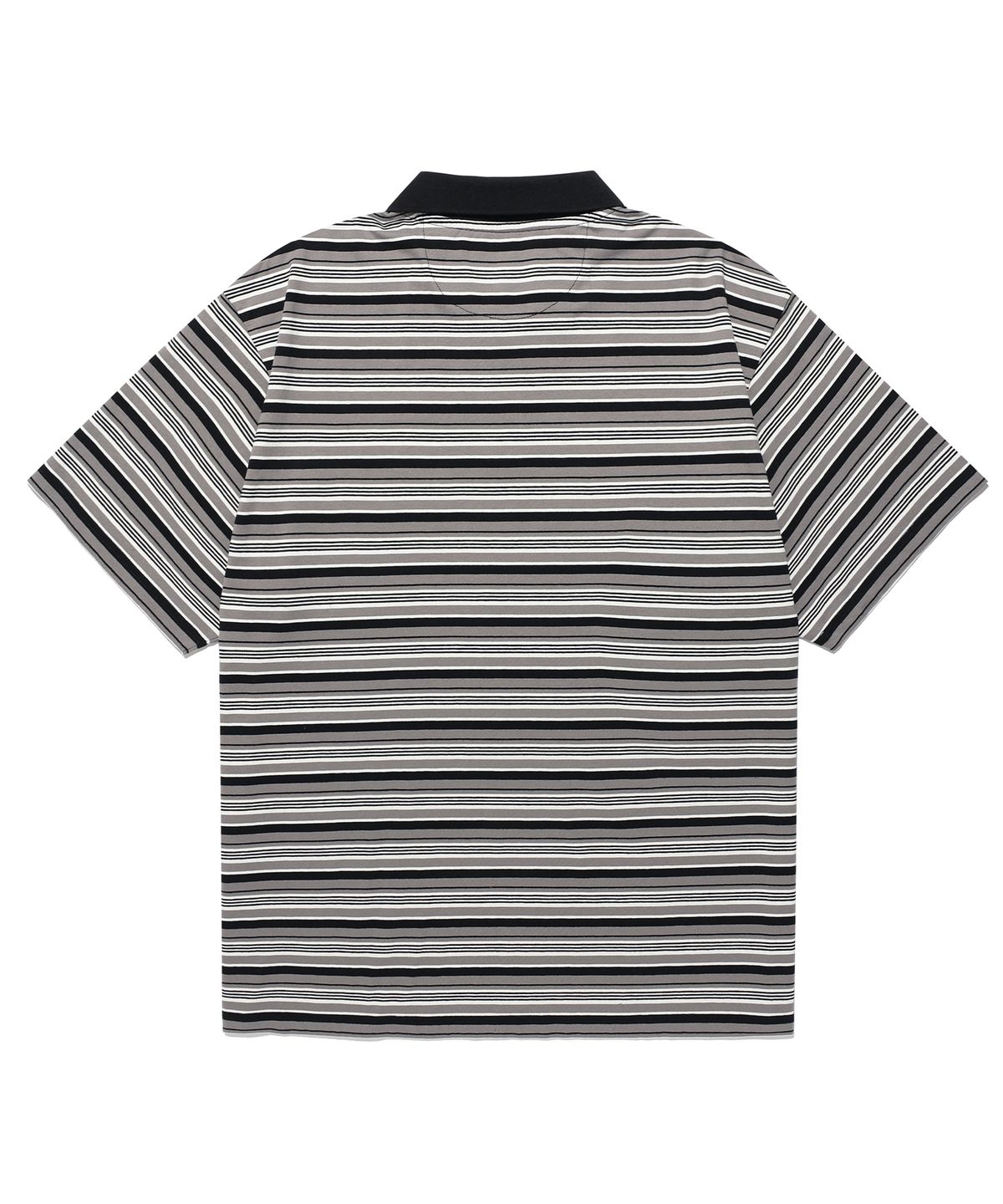 에이카화이트(AECA) BLEACH WASHED STRIPE HALF SLEEVE PK TEE-BLACK