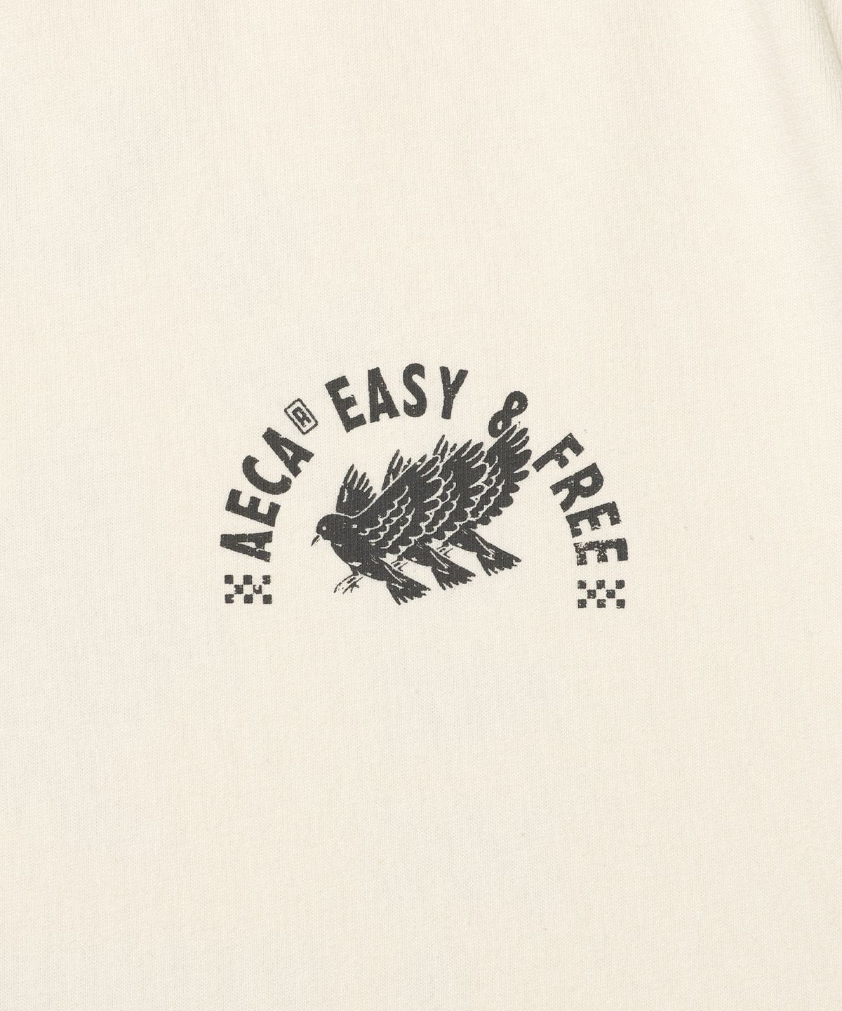에이카화이트(AECA) FREE SPIRIT RAW EDGE HALF SLEEVE TEE-ECRU