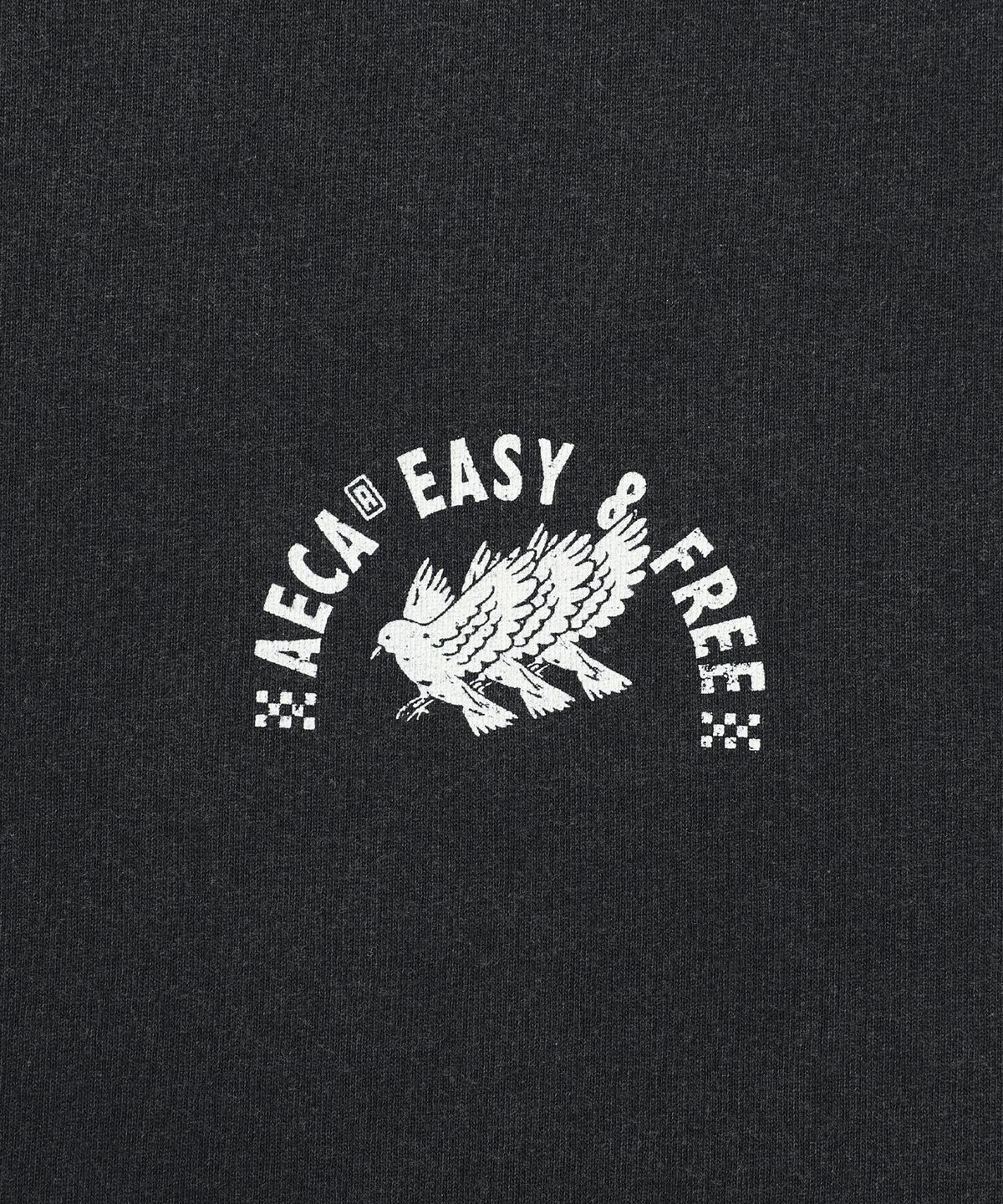 에이카화이트(AECA) FREE SPIRIT RAW EDGE HALF SLEEVE TEE-BLACK