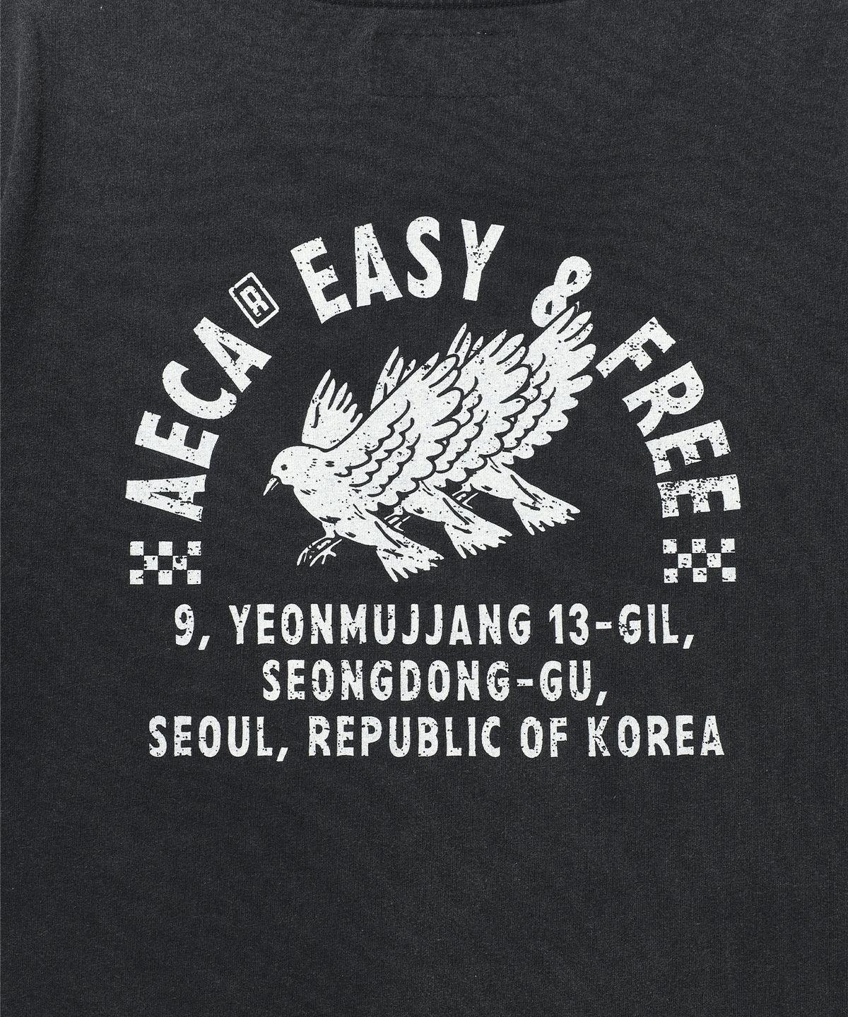 에이카화이트(AECA) FREE SPIRIT RAW EDGE HALF SLEEVE TEE-BLACK