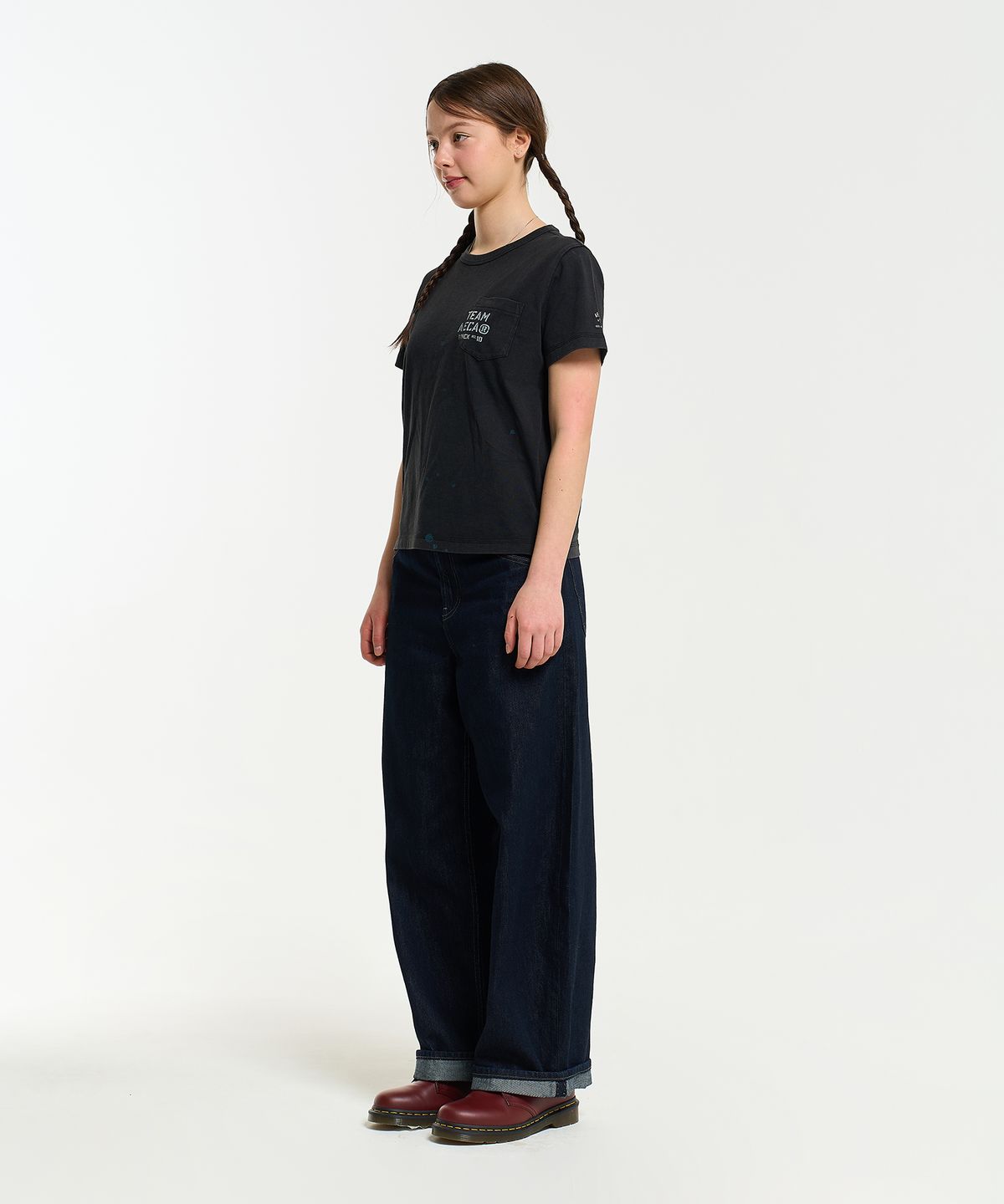 에이카화이트(AECA) (Woman) TEAM AECA POCKET PAINTED HALF SLEEVE TEE-BLACK