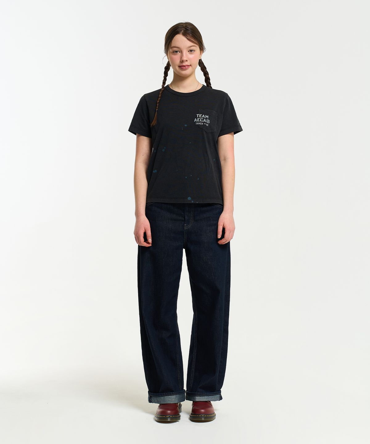 에이카화이트(AECA) (Woman) TEAM AECA POCKET PAINTED HALF SLEEVE TEE-BLACK