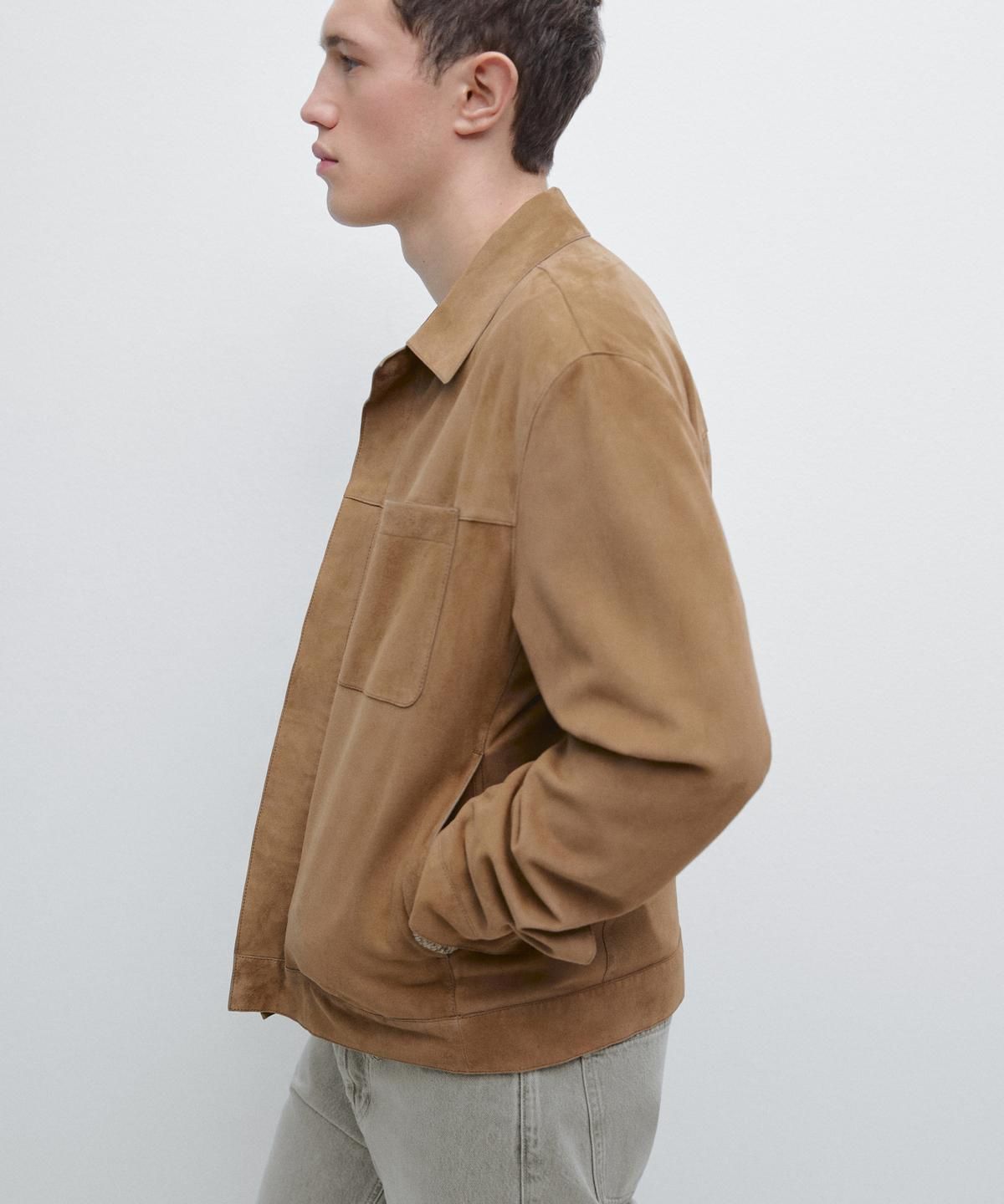 마시모두띠(MASSIMO DUTTI) 포켓 디테일 스웨이드 레더 재킷